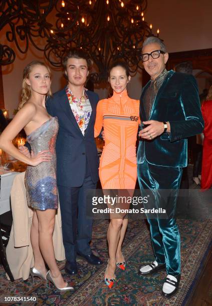 Maika Monroe, Joe Keery, Emilie Livingston and Jeff Goldblum attend a private dinner hosted by GQ and Dior in celebration of the 2018 GQ Men Of The...