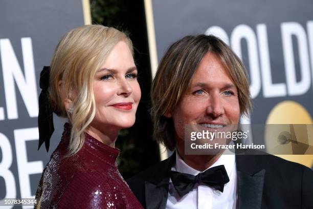 Nicole Kidman and Keith Urban attend the 76th Annual Golden Globe Awards at The Beverly Hilton Hotel on January 6, 2019 in Beverly Hills, California.
