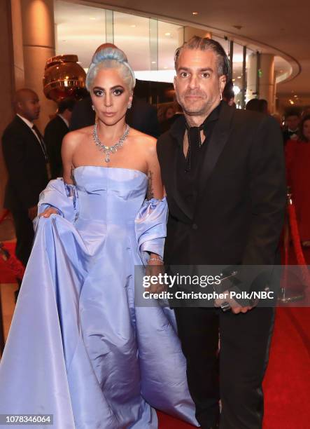 76th ANNUAL GOLDEN GLOBE AWARDS -- Pictured: Lady Gaga and Christian Carino arrive to the 76th Annual Golden Globe Awards held at the Beverly Hilton...