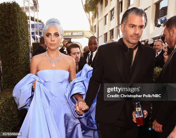 76th ANNUAL GOLDEN GLOBE AWARDS -- Pictured: Lady Gaga and Christian Carino arrive to the 76th Annual Golden Globe Awards held at the Beverly Hilton...