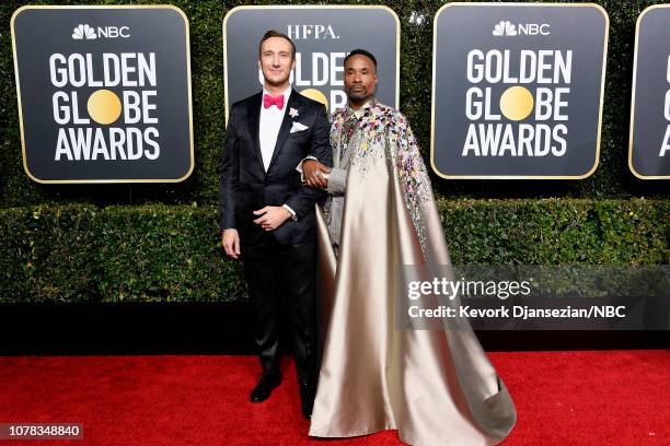 76th ANNUAL GOLDEN GLOBE AWARDS -- Pictured: Adam Smith and Billy Porter arrive to the 76th Annual Golden Globe Awards held at the Beverly Hilton...