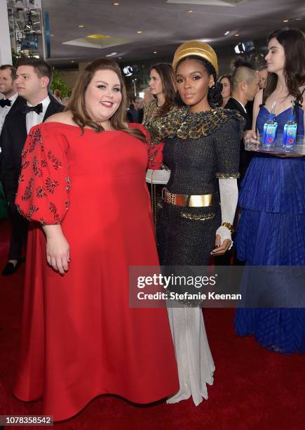 Chrissy Metz and Janelle Monáe attend FIJI Water at the 76th Annual Golden Globe Awards on January 6, 2019 at the Beverly Hilton in Los Angeles,...