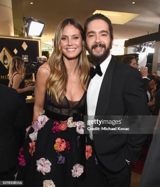 Heidi Klum and Tom Kaulitz attend Moet & Chandon at The 76th Annual Golden Globe Awards at The Beverly Hilton Hotel on January 6, 2019 in Beverly...