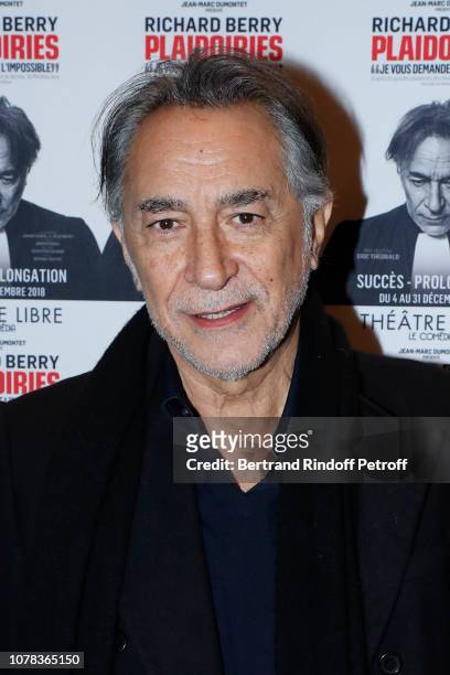 Actor of the piece Richard Berry attends the "Plaidoiries" Theater Play at "Le Comedia - Theatre Libre" on December 06, 2018 in Paris, France.