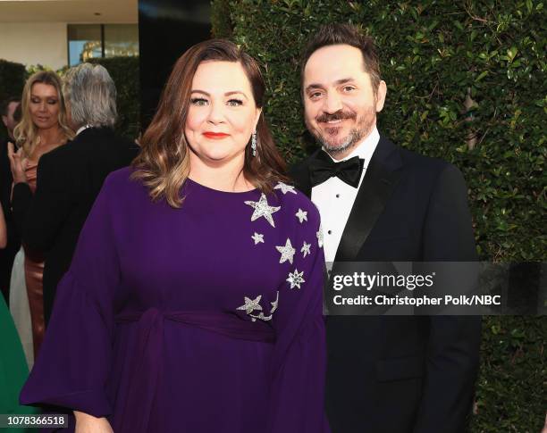 76th ANNUAL GOLDEN GLOBE AWARDS -- Pictured: Melissa McCarthy and Ben Falcone arrive to the 76th Annual Golden Globe Awards held at the Beverly...