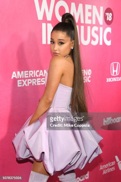 Singer Ariana Grande attends the Billboard Women In Music 2018 on December 06, 2018 in New York City.