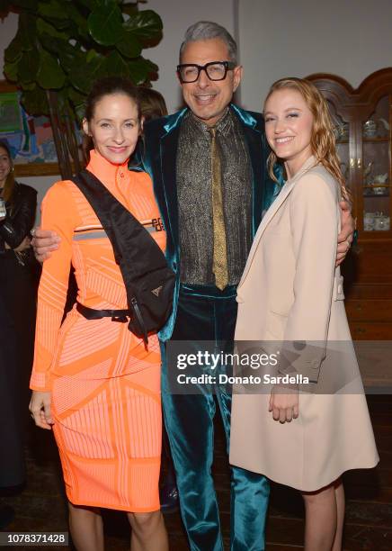 Emilie Livingston, Jeff Goldblum and Maika Monroe attend a private dinner hosted by GQ and Dior in celebration of the 2018 GQ Men Of The Year Party...