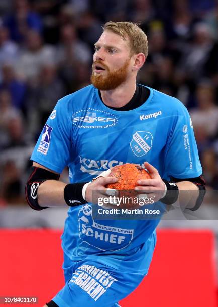 Manuel Spaeth of Stuttgart in action during the DKB HBL Bundesliga match between THW Kiel and 1898 Stuttgart at Sparkassen Arena on December 06, 2018...