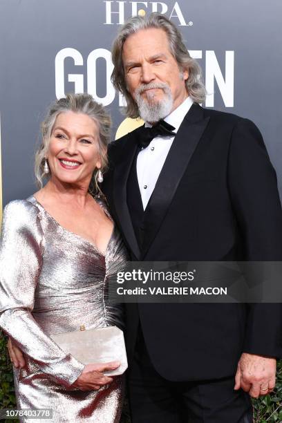 Actor Jeff Bridges and his wife Susan Geston arrive for the 76th annual Golden Globe Awards on January 6 at the Beverly Hilton hotel in Beverly...