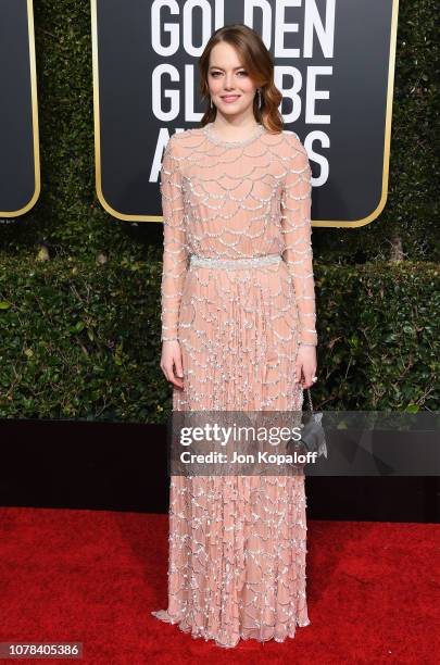 Emma Stone attends the 76th Annual Golden Globe Awards at The Beverly Hilton Hotel on January 6, 2019 in Beverly Hills, California.