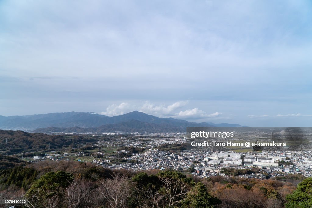 Tanzawa Mountains, and Hiratsuka, Hatano and Isehara cities in Kanagawa prefecture in Japan