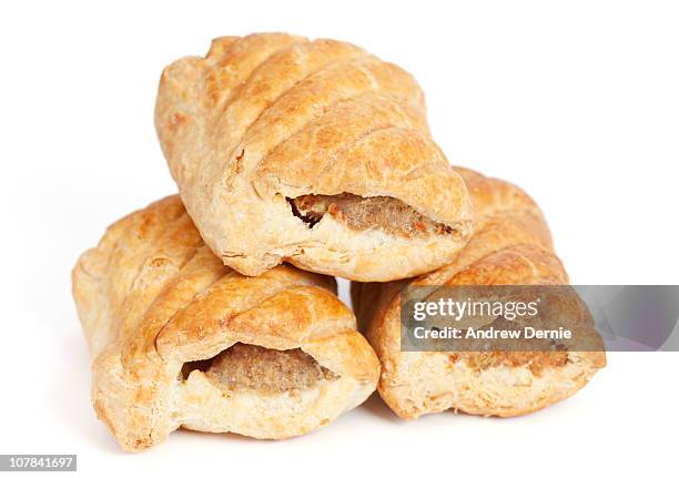 sausage rolls - sausage roll stock pictures, royalty-free photos & images