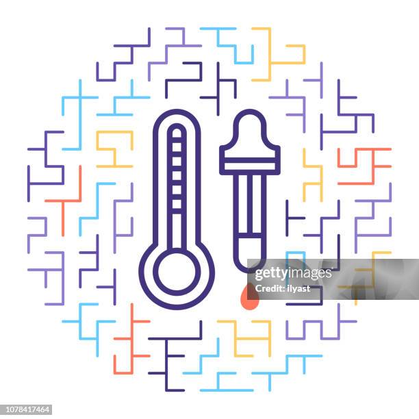 smart medicine & tests line icon illustration - lab sample stock illustrations