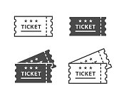 Ticket Icon on Black and White Vector Backgrounds
