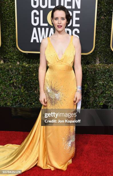 Claire Foy attends the 76th Annual Golden Globe Awards at The Beverly Hilton Hotel on January 6, 2019 in Beverly Hills, California.