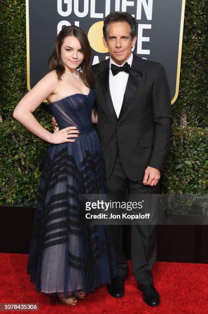 Ben Stiller and daughter Ella Stiller attend the 76th Annual Golden Globe Awards at The Beverly Hilton Hotel on January 6, 2019 in Beverly Hills,...