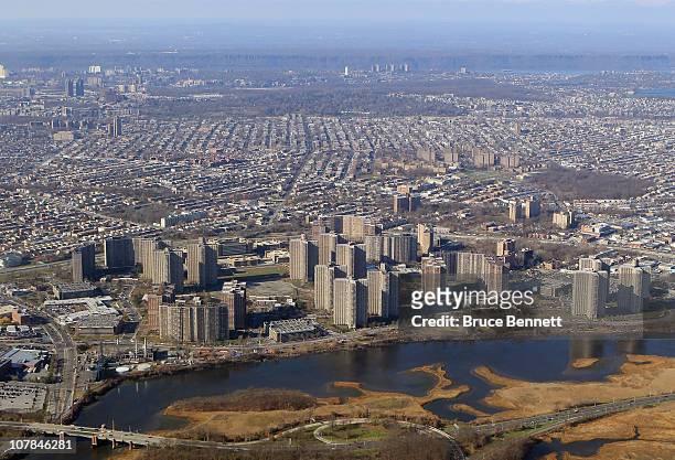 Scenic view of the Bronx photographed from an airplane on December 8, 2010 in New York City.
