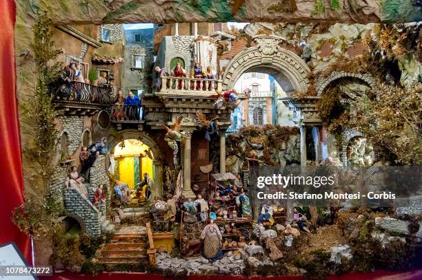 Royal monumental mechanical Nativity scene realized by Jaemy Callari and Roberta Fontana at Palazzo Sales on September 10, 2017 in Erice, Italy....