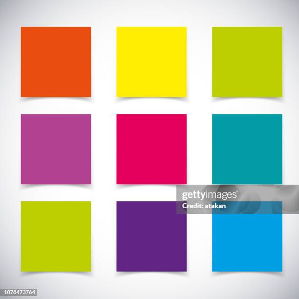 set of vector post it - post it notes on wall stock illustrations