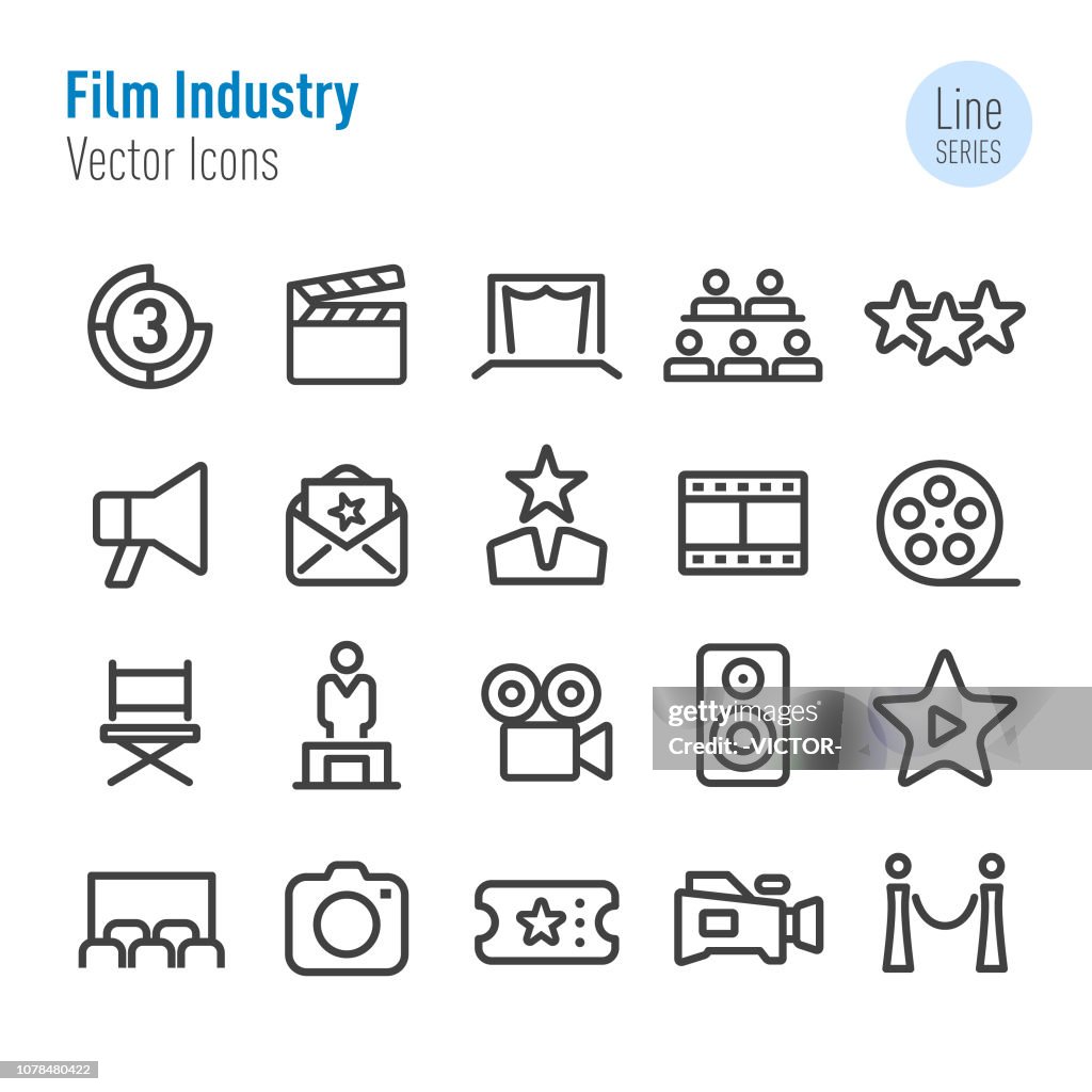 Film industrie pictogrammen - Vector Line serie