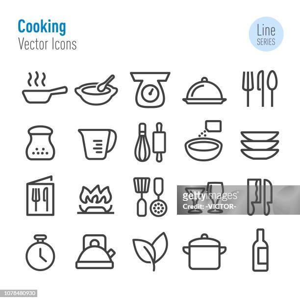 cooking icons - vector line series - pepper shaker stock illustrations