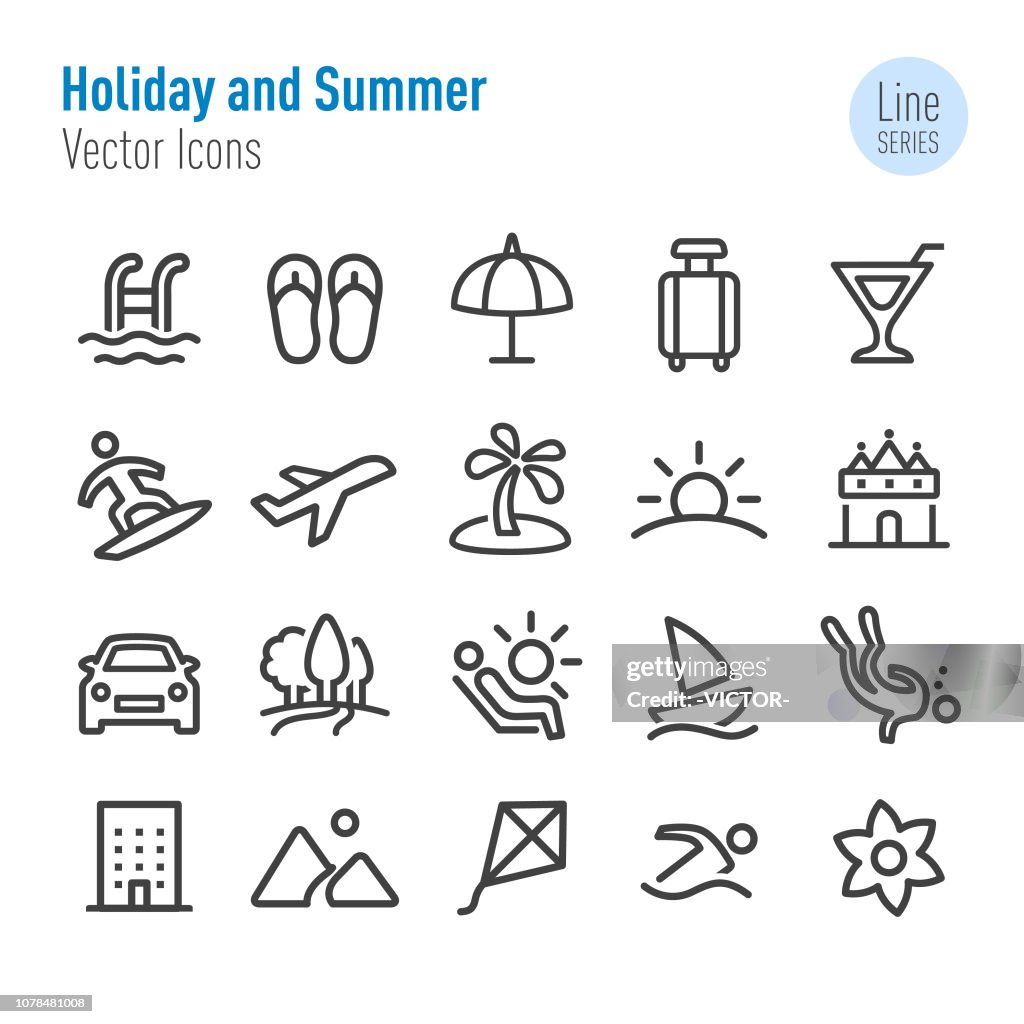 Holiday and Summer Icons - Vector Line Series