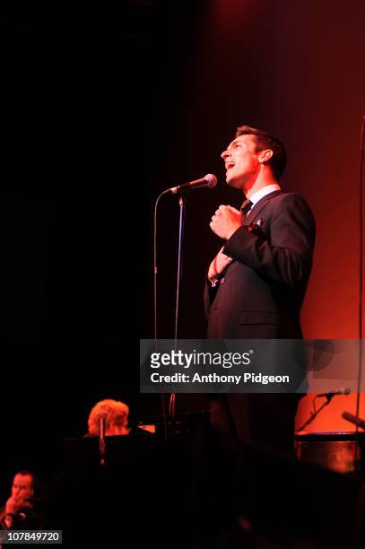 Correspondent Ari Shapiro performs on stage with Pink Martini during the New Years Eve celebrations at Arlene Schnitzer Concert Hall on December 31,...