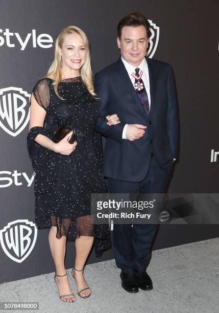 Kelly Tisdale and Mike Myers attend the InStyle And Warner Bros. Golden Globes After Party 2019 at The Beverly Hilton Hotel on January 6, 2019 in...