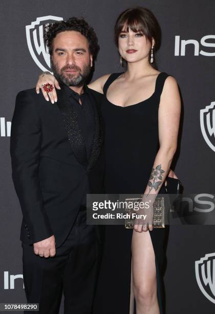 Johnny Galecki and Alaina Meyer attend the InStyle And Warner Bros. Golden Globes After Party 2019 at The Beverly Hilton Hotel on January 6, 2019 in...