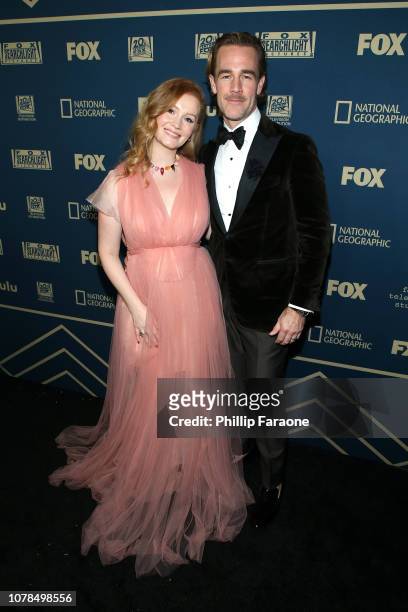 Kimberly Brook and James Van Der Beek attend the FOX, FX And Hulu 2019 Golden Globe Awards After Party at The Beverly Hilton Hotel on January 6, 2019...