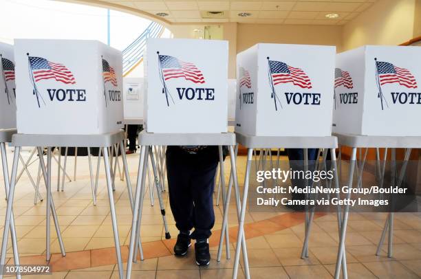 Election officials have several voting booths available for Early Voting at the Broomfield City and Coutny Building on Tuesday. October 21, 2008...