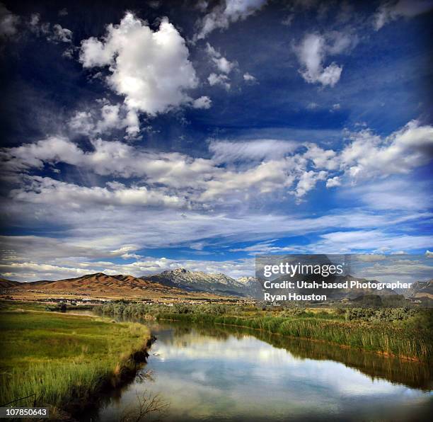 jordan river in lehi utah - river jordan stock pictures, royalty-free photos & images