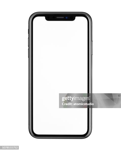 new apple iphone xr black front view on white background - number 11 stock pictures, royalty-free photos & images