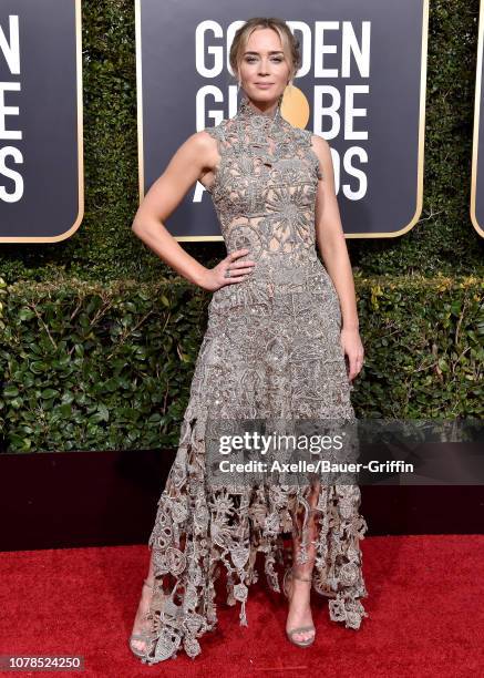 Emily Blunt attends the 76th Annual Golden Globe Awards at The Beverly Hilton Hotel on January 6, 2019 in Beverly Hills, California.