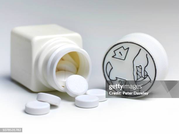 pills in a bottle lying on its side - prescription drugs dangers stock pictures, royalty-free photos & images