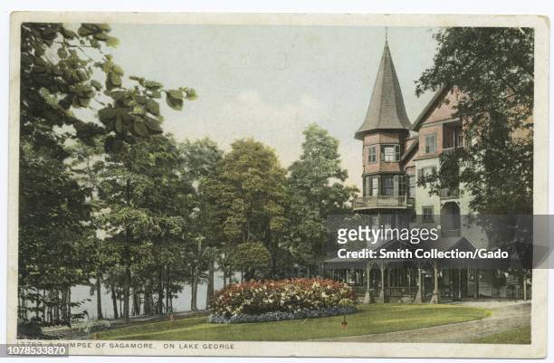 Detroit Publishing Company vintage postcard reproduction of the Sagamore Hotel on Lake George, Bolton Landing, New York, 1914. From the New York...