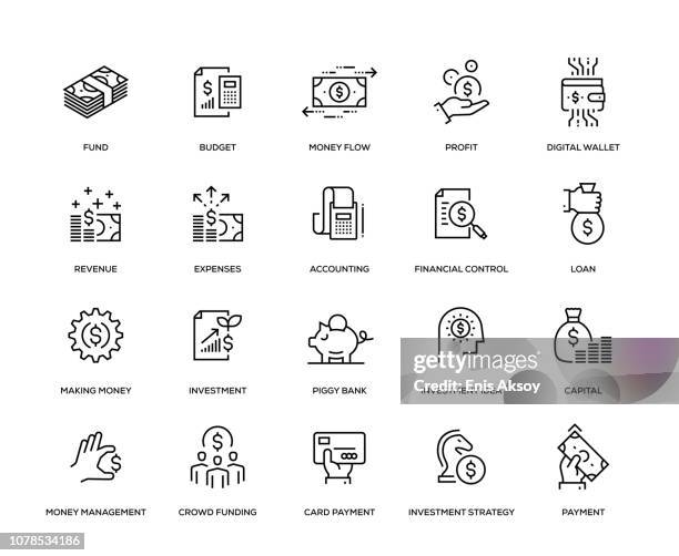 finanzen-icon-set - bankenviertel stock-grafiken, -clipart, -cartoons und -symbole