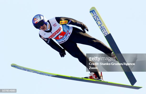 Adam Malysz of Poland takes 2nd place during the FIS Ski Jumping World Cup Vierschanzentournee on January 3, 2011 in Innsbruck, Austria.