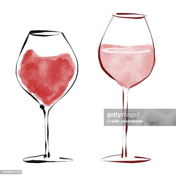 rotwein-gläser - alkoholsucht stock-grafiken, -clipart, -cartoons und -symbole