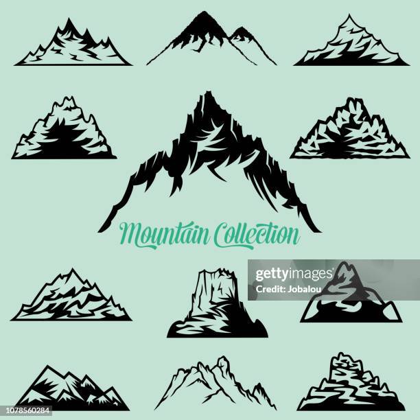 collection of mountain silhouettes clip art - clip art stock illustrations