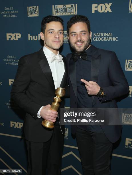 Rami Malek and Sami Malek attend the FOX, FX and Hulu 2019 Golden Globe Awards After Party at The Beverly Hilton Hotel on January 6, 2019 in Beverly...