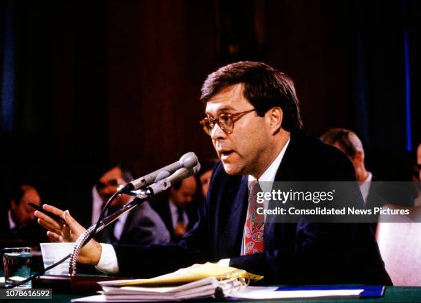 United States Deputy Attorney General William P Barr testifies before the US Senate Committee on the Judiciary during his confirmation hearing on...