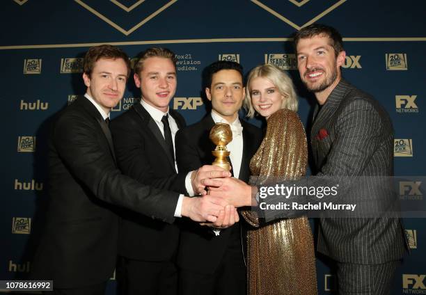 Joe Mazzello, Ben Hardy, Rami Malek, Lucy Boynton and Gwilym Lee attend the FOX/HULU Golden Globe Awards viewing party and post-show celebration at...