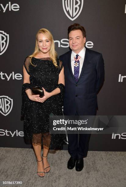 Kelly Tisdale and Mike Myers attend the 2019 InStyle and Warner Bros. 76th Annual Golden Globe Awards Post-Party at The Beverly Hilton Hotel on...