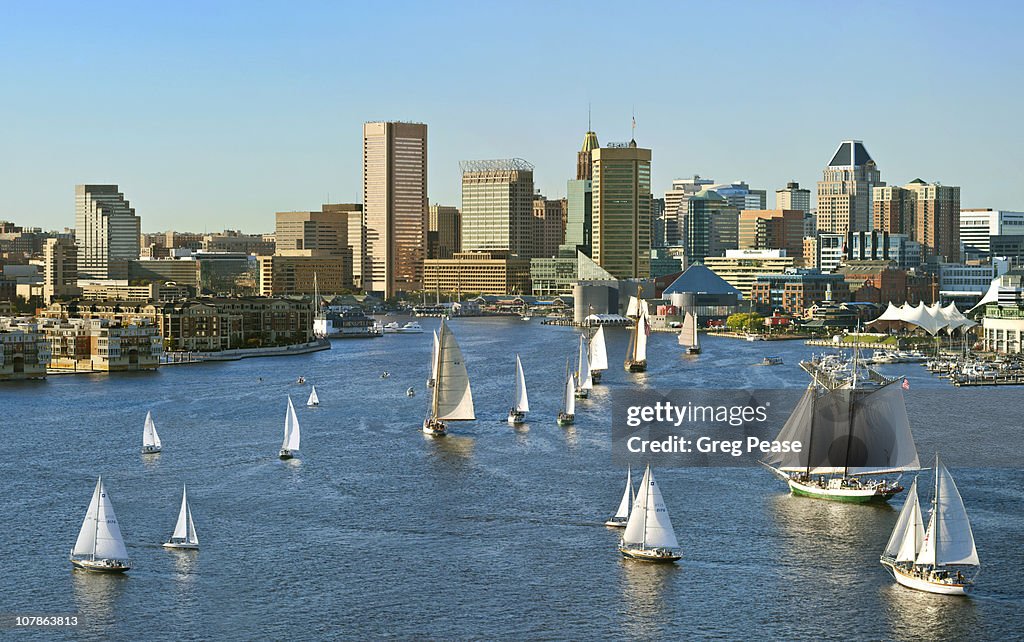 Baltimore City Skyline with The Parade of Sail