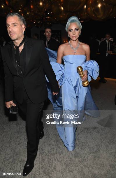 Christian Carino and Lady Gaga attends the 2019 InStyle and Warner Bros. 76th Annual Golden Globe Awards Post-Party at The Beverly Hilton Hotel on...