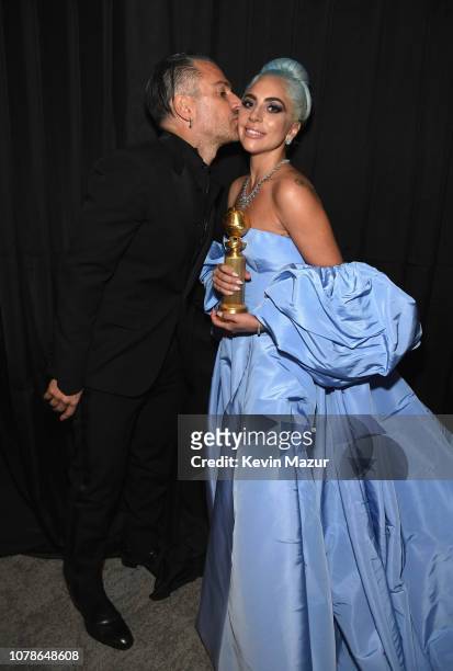 Christian Carino and Lady Gaga attend the 2019 InStyle and Warner Bros. 76th Annual Golden Globe Awards Post-Party at The Beverly Hilton Hotel on...
