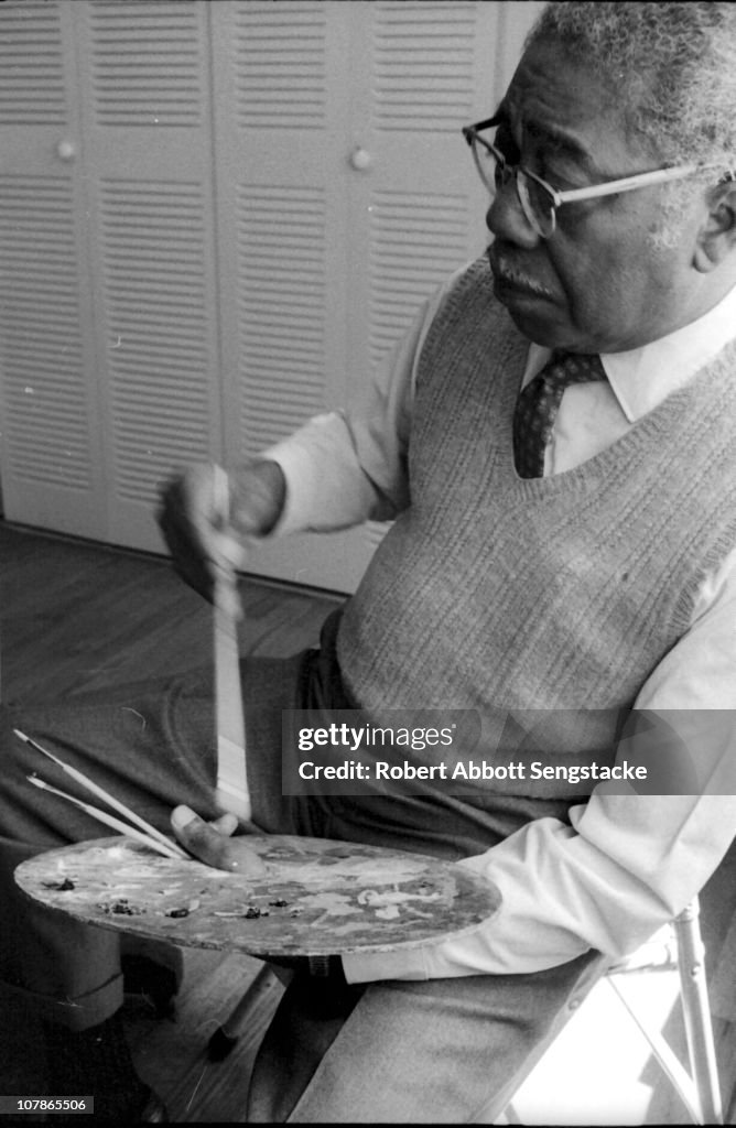 Painter Aaron Douglas At Easel