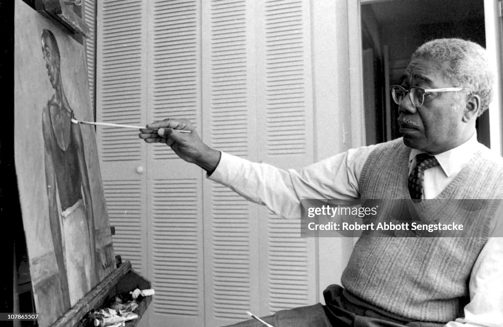 Painter Aaron Douglas At Easel
