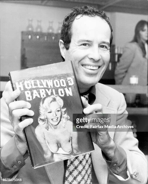 American film maker and author Kenneth Anger, guest of the Australian Film Theatre pictured at the Paddington Town Hall today, with his book...